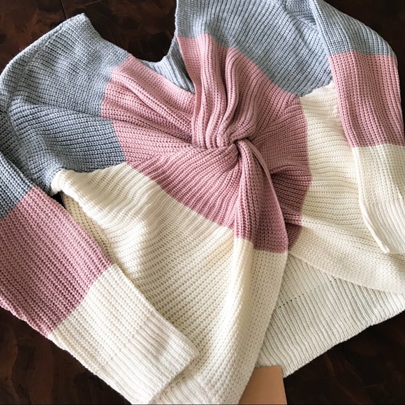 LAST 1! 5⭐️ Striped Colorblock Knot Sweater - Picture 7 of 7